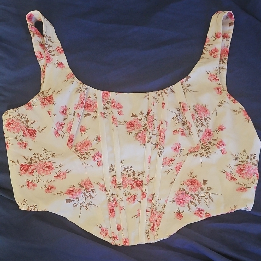 Floral Pink and Cream Women's Top